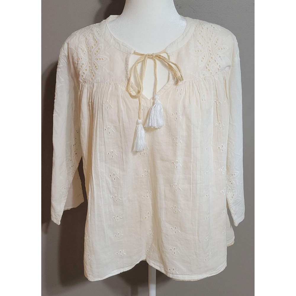 Shabby Chic Cotton Layered Eyelet Lace Top